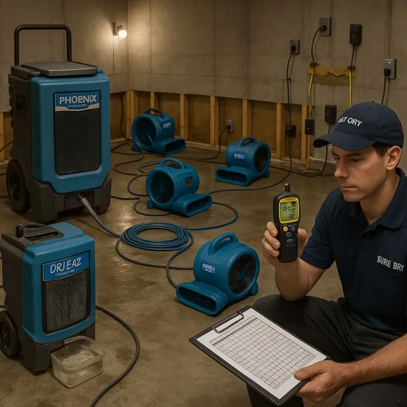 Structural Drying and Dehumidification process in Pequot Lakes, MN